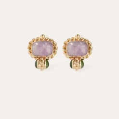 Boucles d'oreilles Amarante cabochons - Améthyste
