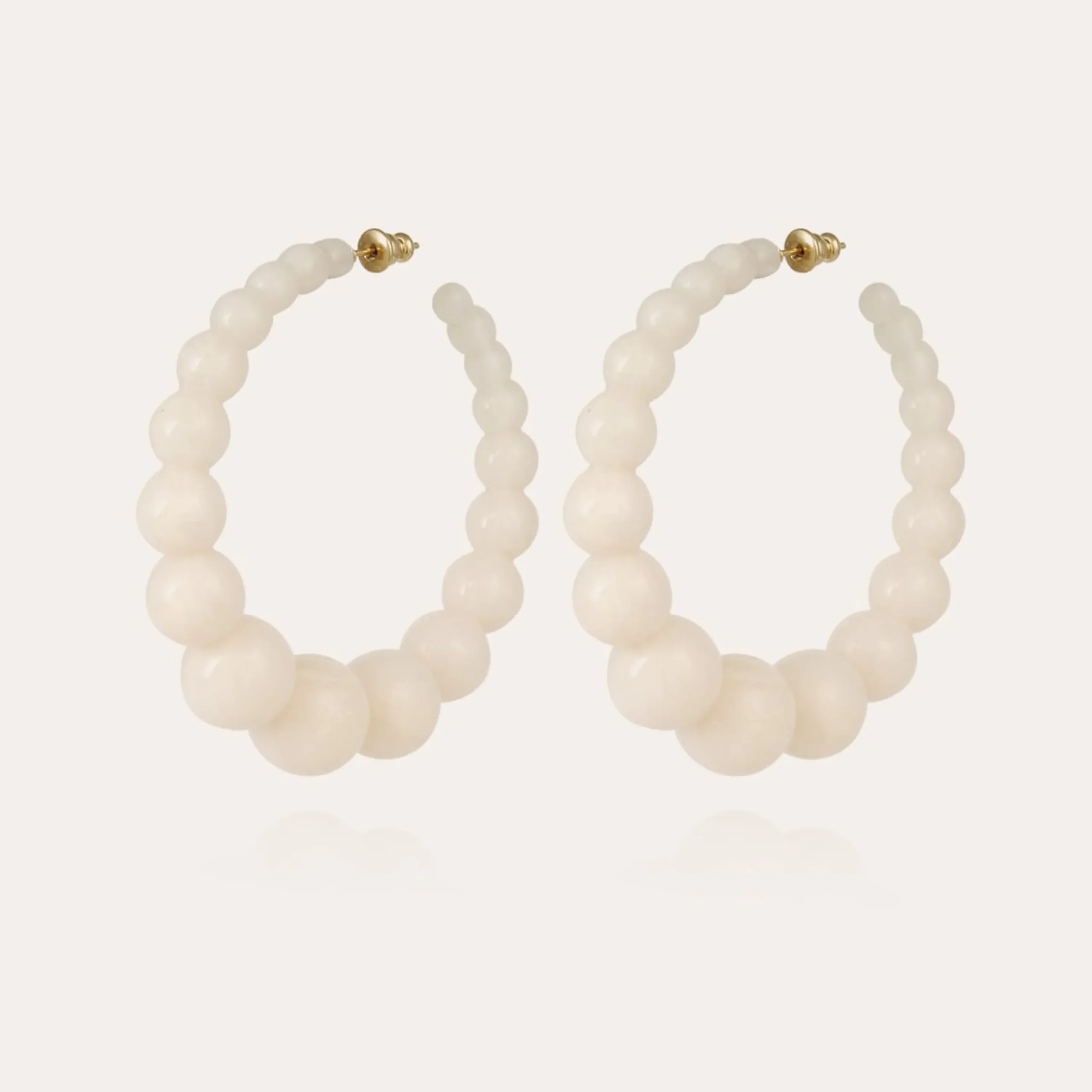 Boucles d'oreilles créoles Andy acétate grand modèle - Blanc