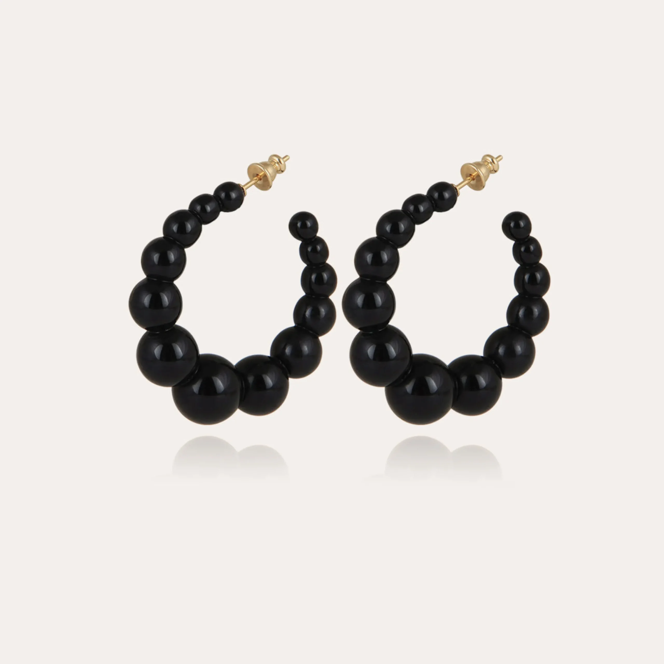 Boucles d'oreilles créoles Andy petit modèle acétate - Noir
