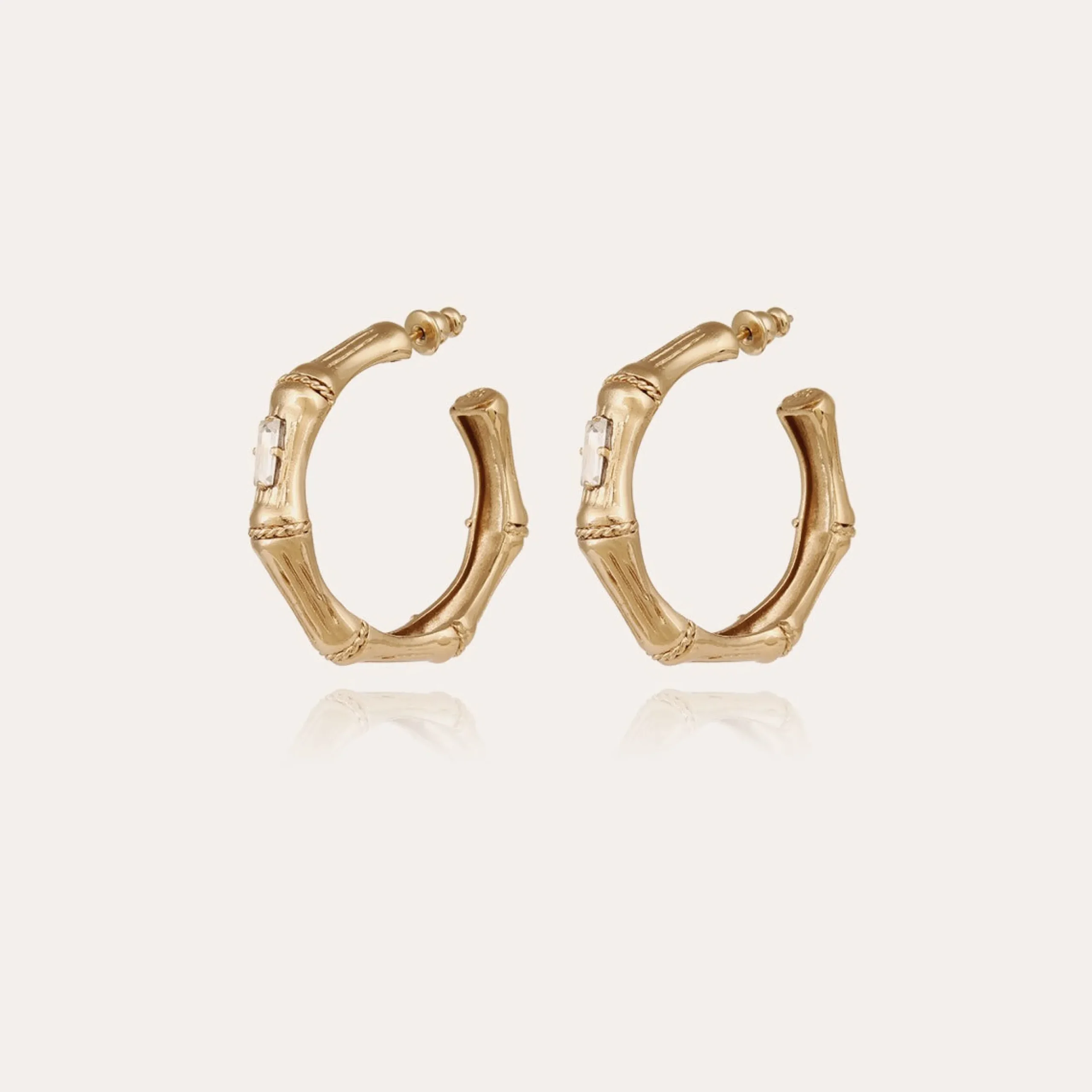 Boucles d'oreilles créoles Bambou strass petit modèle