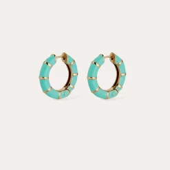 Boucles d'oreilles créoles Bambou émail mini