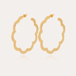 Boucles d'oreilles créoles Bolduc Flore gravées grand modèle