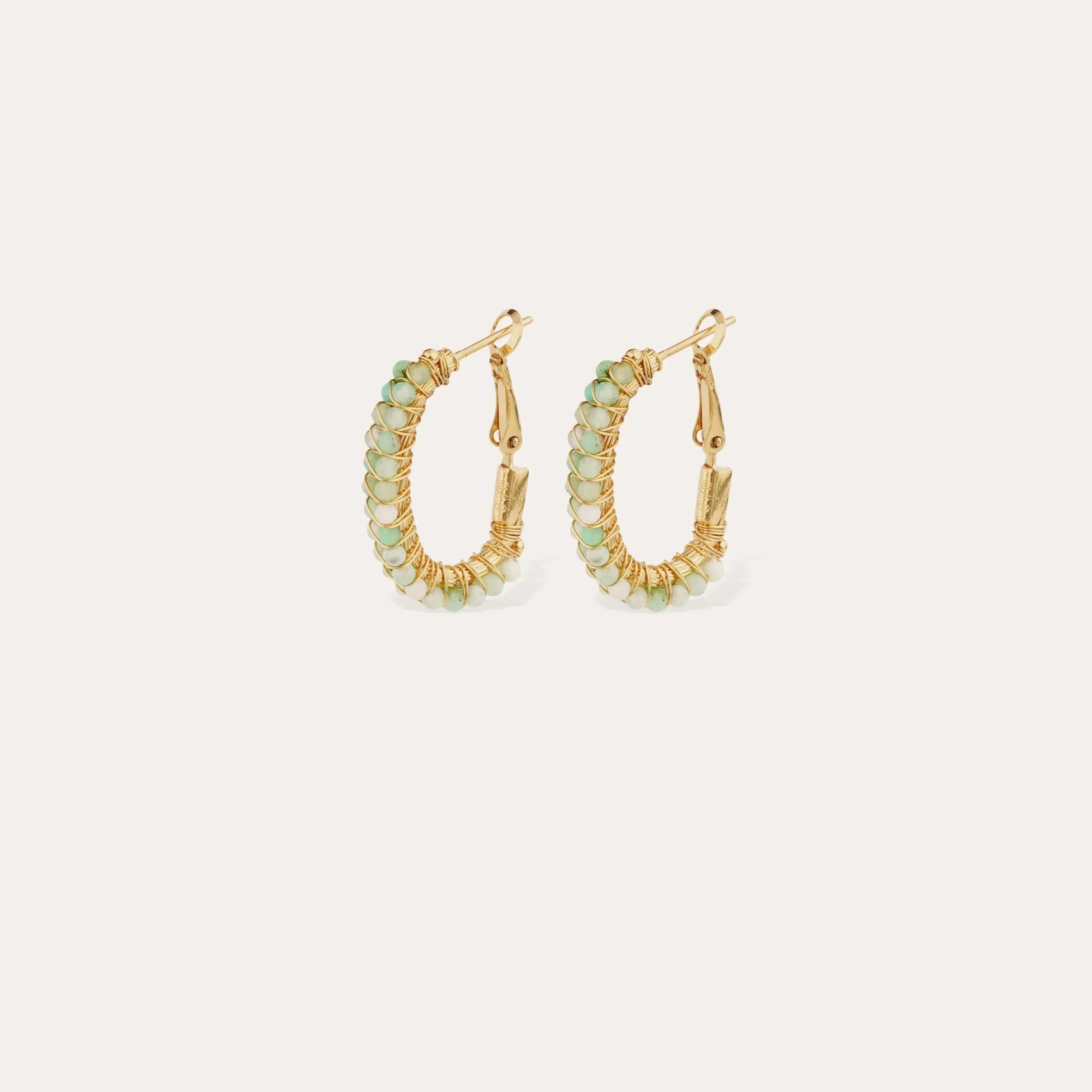 Boucles d'oreilles Créoles Lyre - Calcite bleue