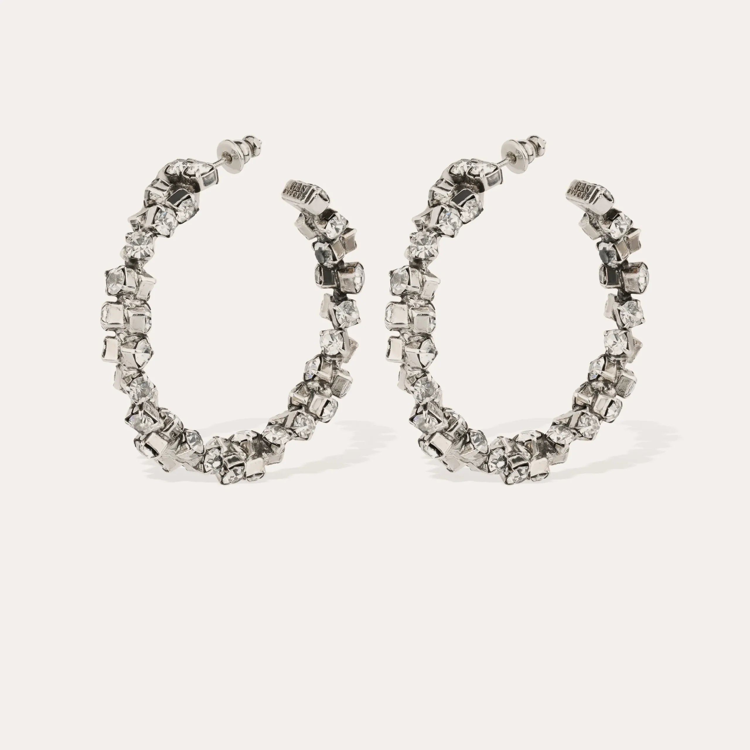 Boucles d'oreilles créoles Trevise finition rhodium