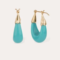 Boucles d'oreilles Ecume petit modèle acétate - Turquoise