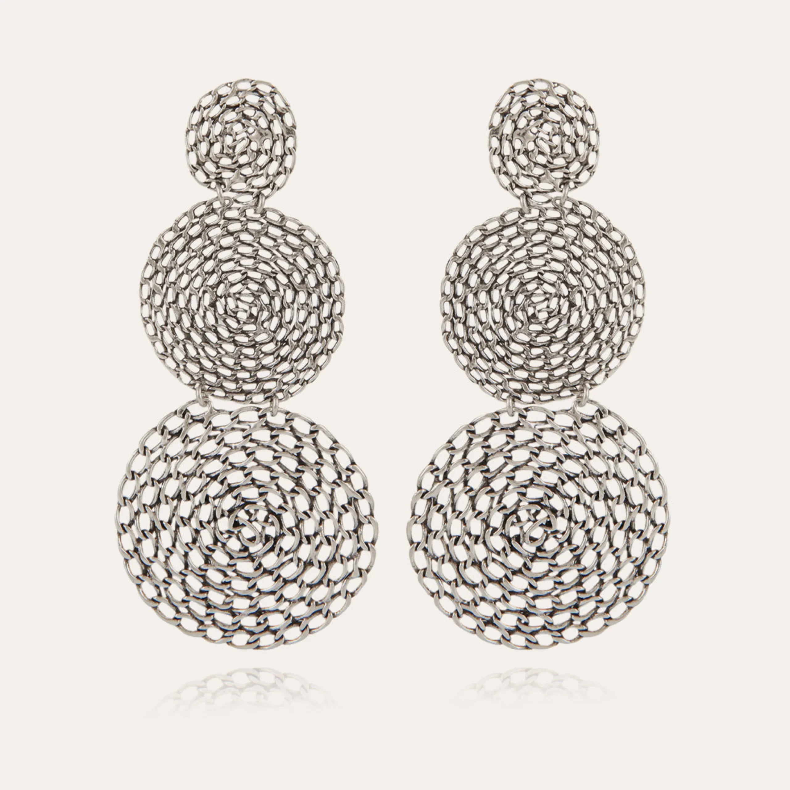 Boucles d'oreilles Onde Gourmette double