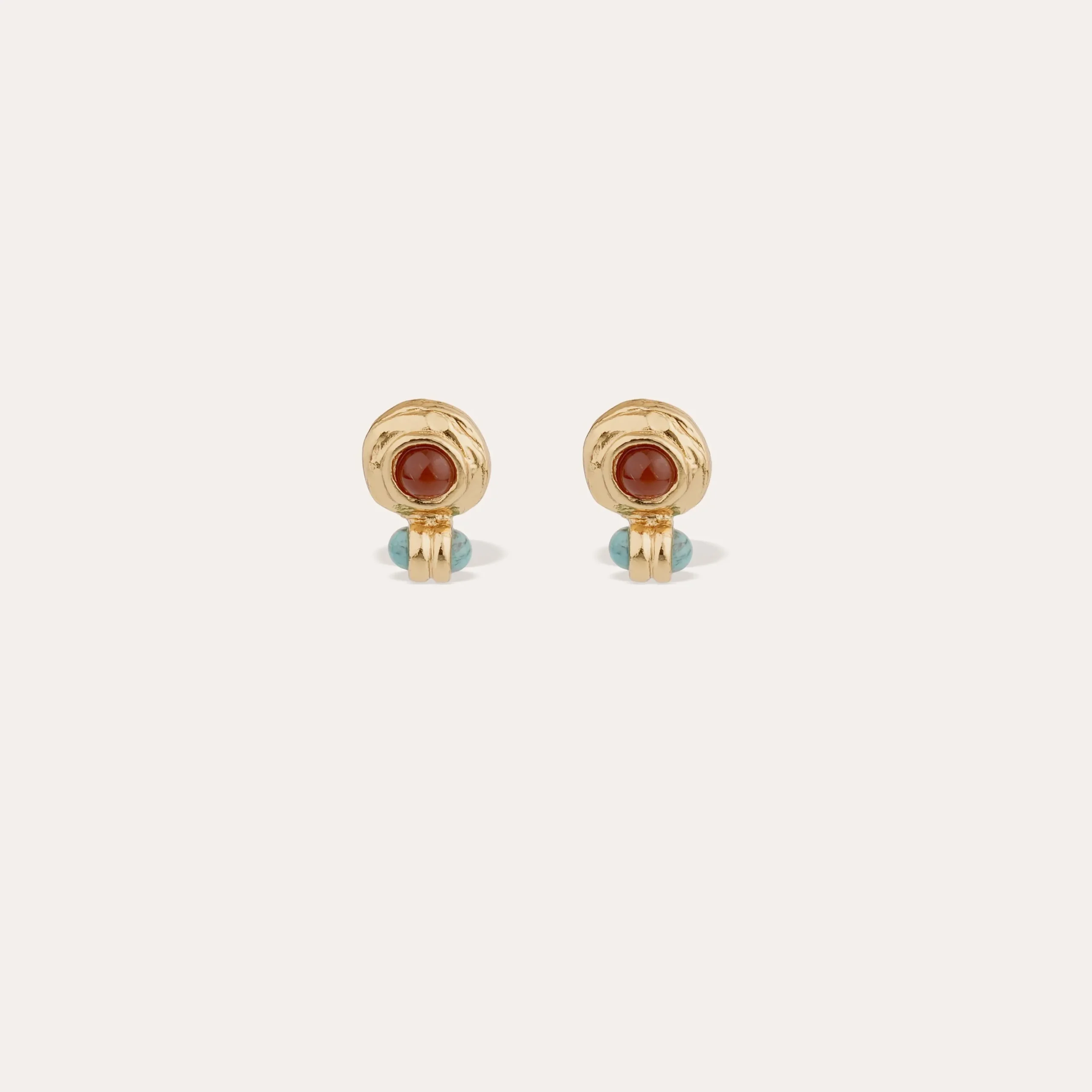 Boucles d'oreilles puces Amarante cabochons mini - Cornaline