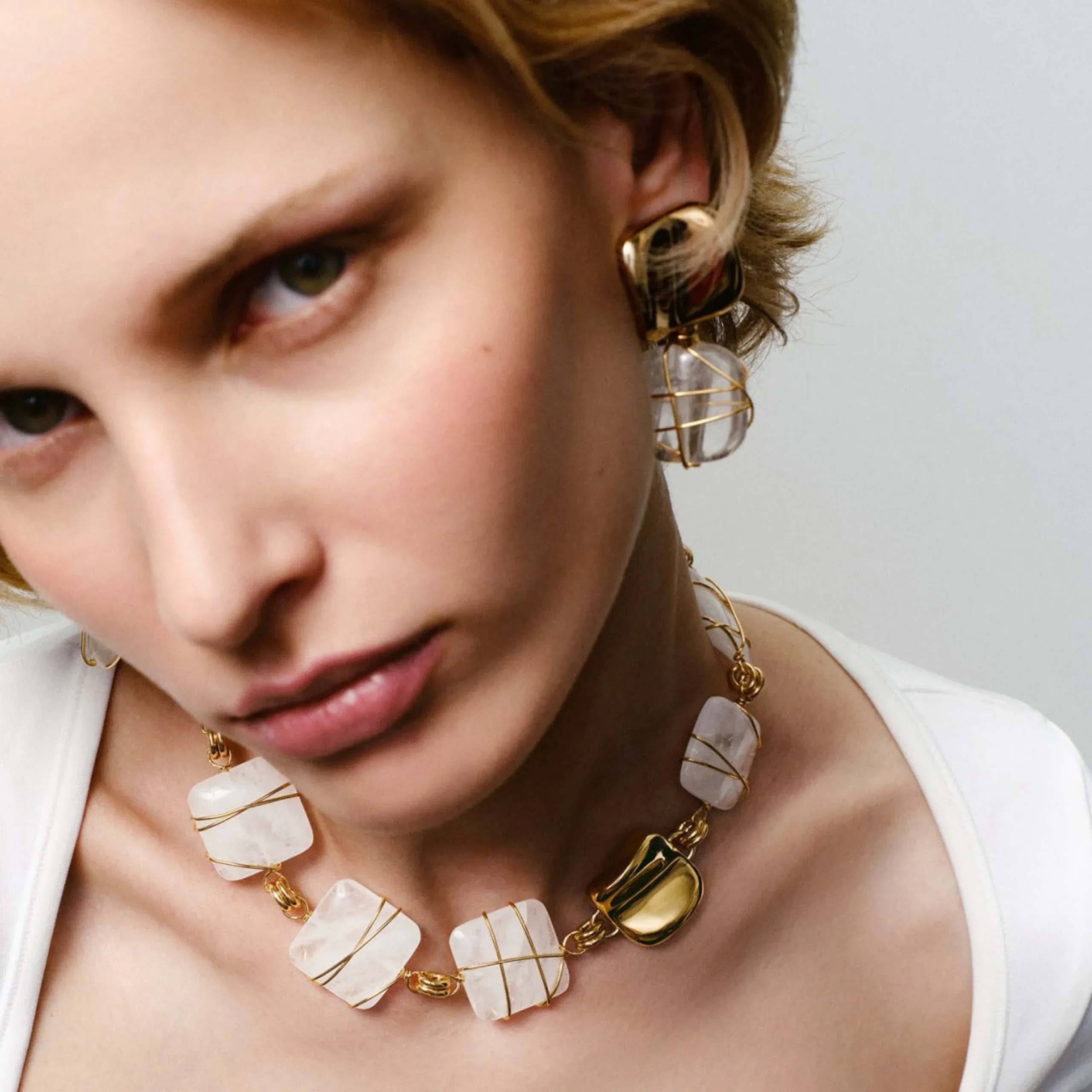 Boucles d'oreilles Rainbow Square - Cristal de roche