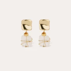 Boucles d'oreilles Rainbow Square petit modèle - Cristal de roche