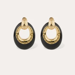 Boucles d'oreilles Selva grand modèle acetate - Noir