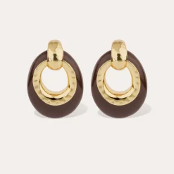 Boucles d'oreilles Selva grand modèle acétate - Marron