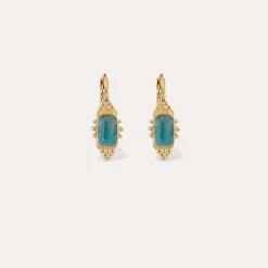 Boucles d'oreilles Serti Talisman petit modèle - Apatite bleue