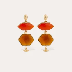 Boucles d'oreilles Silenza - Calcite rouge & jaune