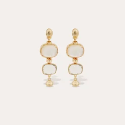 Boucles d'oreilles Silène petit modèle - Nacre blanche & Cristal