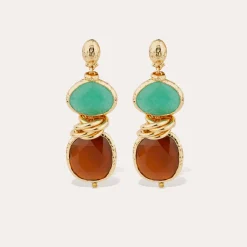 Boucles d'oreilles Sirena - Aventurine verte & Calcite marron