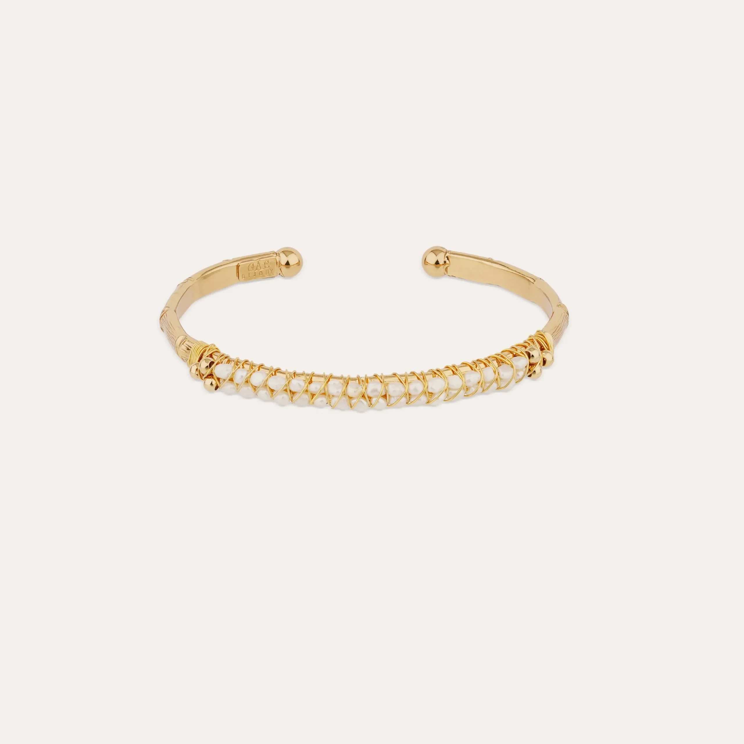 Bracelet Lyre jonc grand modèle - Nacre blanche