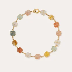 Collier Rainbow Square Multi petit modèle - Cornaline, Amazonite & Cristal de roche